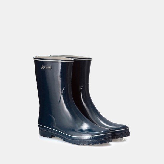 Aigle The Classic And Feminine Patent Ankle Rain Boots Women Navy ZA-71802